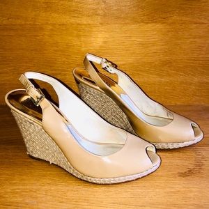 Michael Kors Patent Tan Leather Sling Back Heels